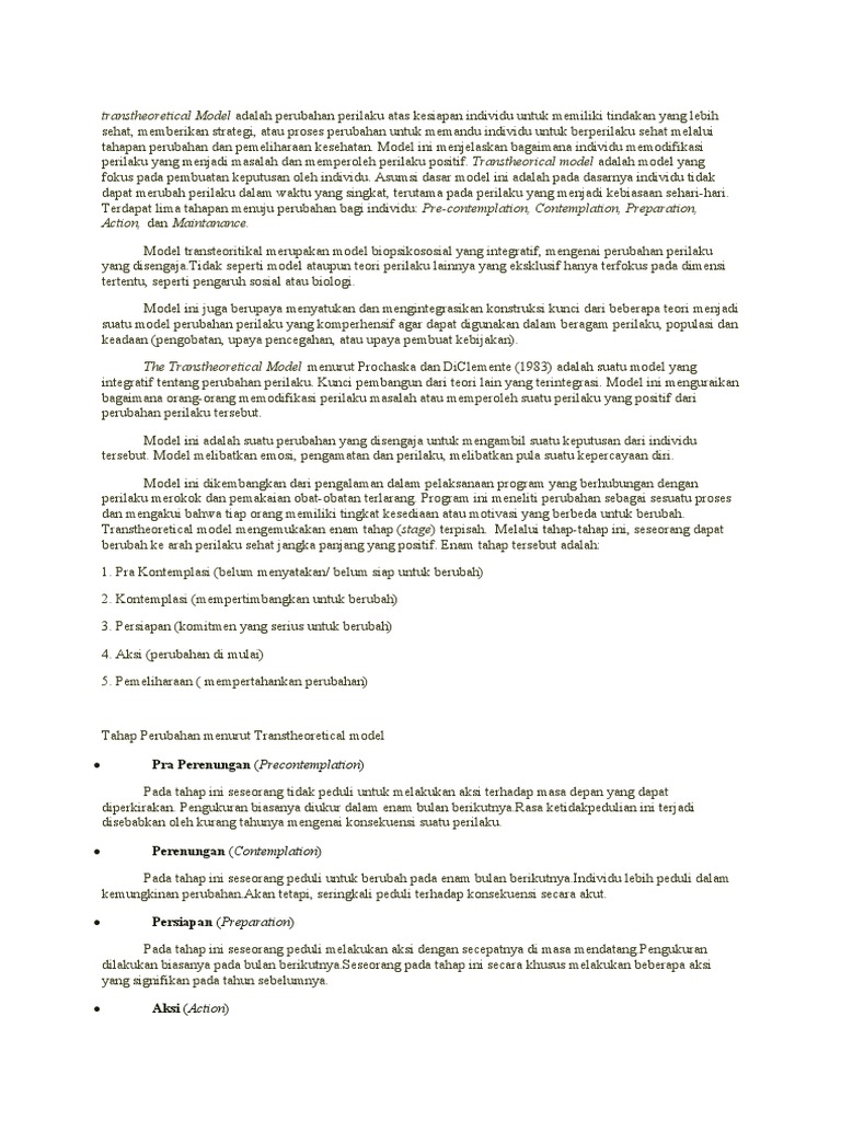 Pengertian Transtheoretical Model Pdf