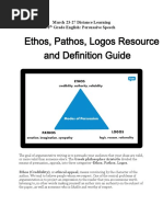 Ethos, Pathos, Logos Resource and Definition Guide: March 23-27 Distance Learning 8 Grade English: Persuasive Speech