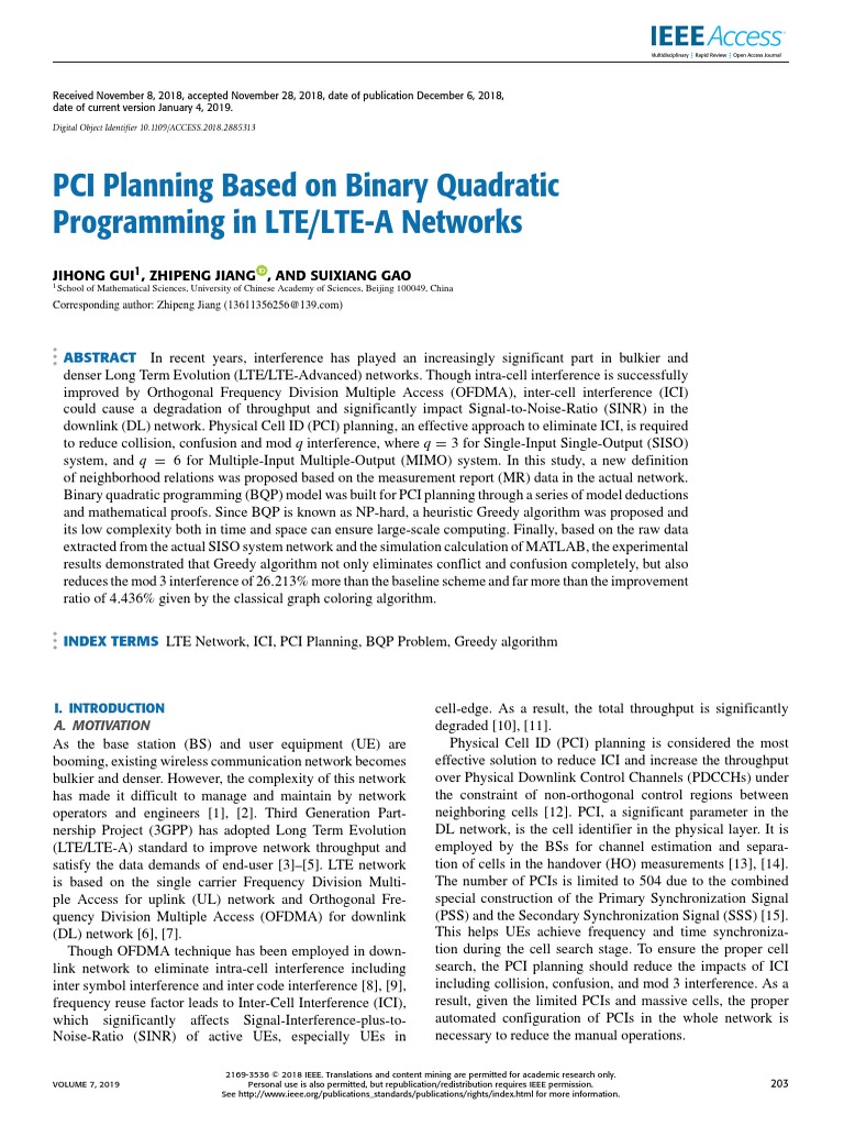 PCI Planning in LTE Networks Using BQP | PDF | Lte Advanced | Matrix ...