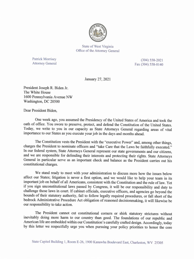 Letter To President Joe Biden | PDF