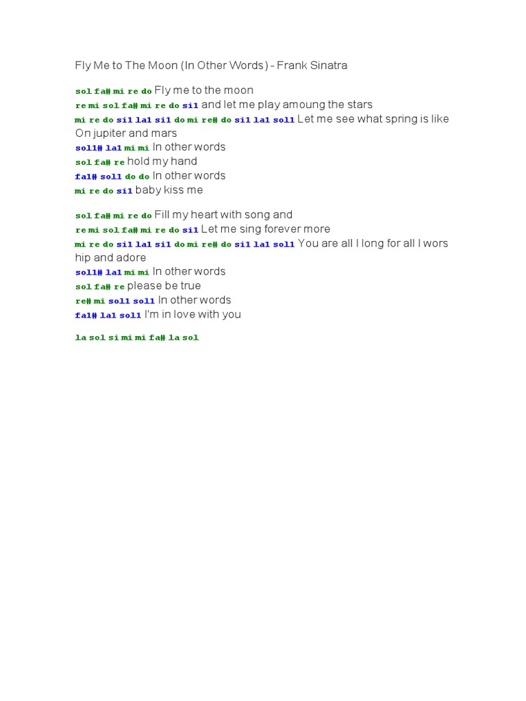 Fly Me To The Moon Cifra Melodica PDF