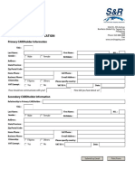 Gold Membership Application: Primary Cardholder Information