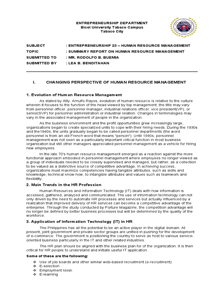 Evolving Human Resource Management Trends | PDF | Performance Appraisal ...