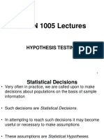 ECON 1005 Lectures: Hypothesis Testing