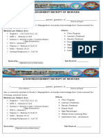 Acknowledgement Receipt of Modules: (Your Name) (Name of Pupil)