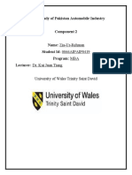 A Case Study of Pakistan Automobile Industry: University of Wales Trinity Saint David
