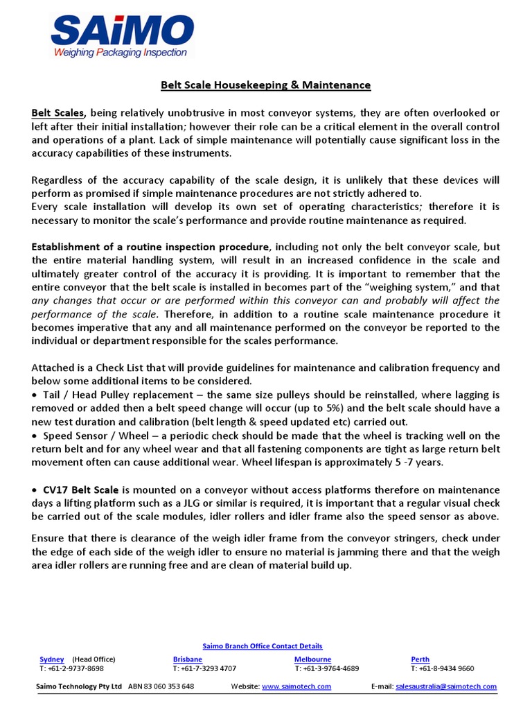 Belt Scale Maintenance and Calibration Guide | PDF | Belt (Mechanical ...