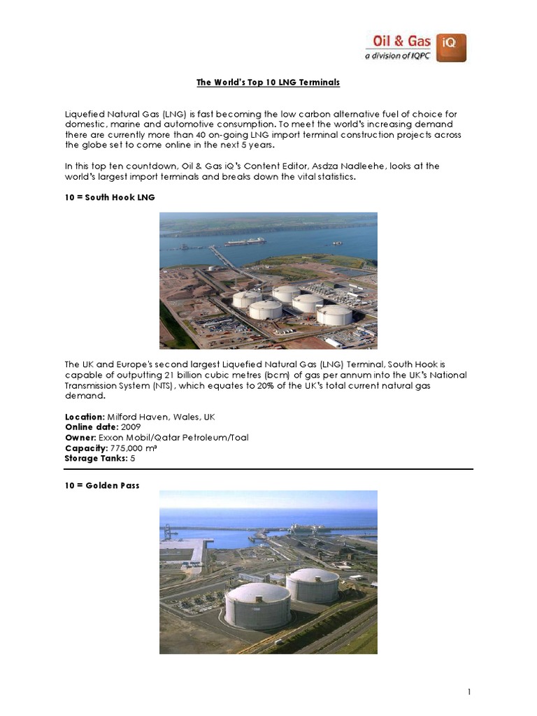 The World's Top 10 LNG Terminals | PDF | Liquefied Natural Gas ...