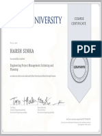 Harsh Sinha: Course Certificate