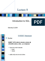 Introduction To SQL - 2: Saturday 22,2001