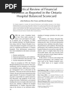 A Critical Review of Financial Measures in Ontario Hospitals BSC Parkinson Et Al. 2007