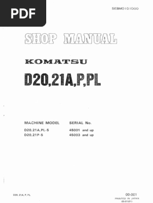 Komatsu D20A, 21-A, P, PL SEBM0101D00 | PDF