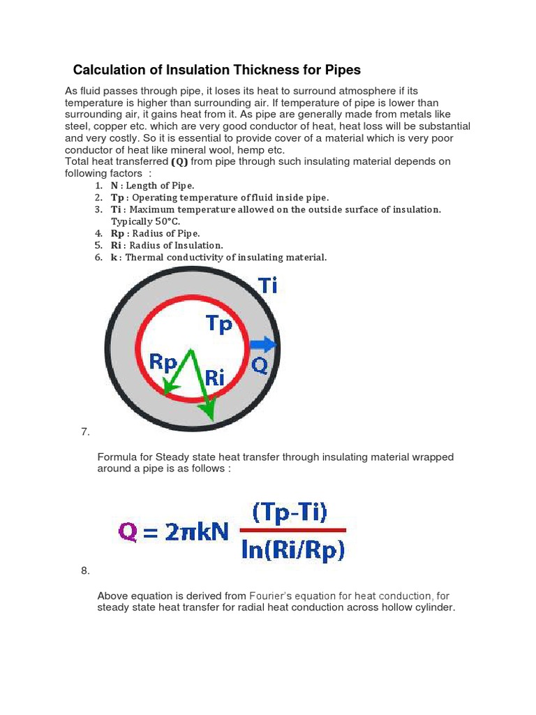 Insulation Thickness Calculation for Pipes | PDF | Thermal Insulation ...