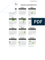 Calendario Laboral Madrid 2015: Enero Febrero Marzo