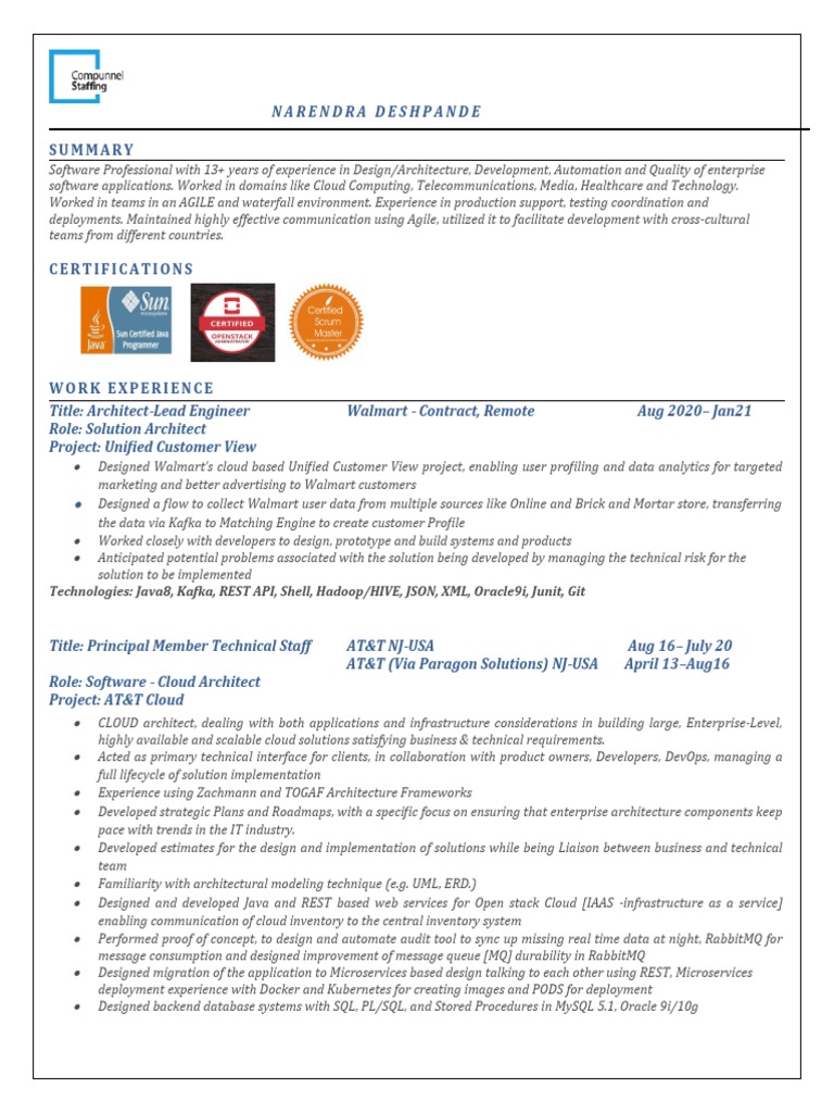 Technologies: Java8, Kafka, REST API, Shell, Hadoop/HIVE, JSON, XML ...
