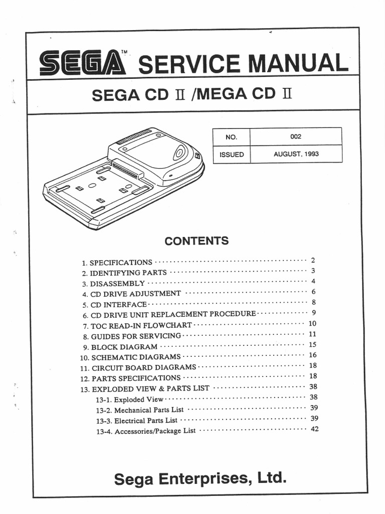 Sega Service Manual - Sega CD II - Mega CD II - 002 - August