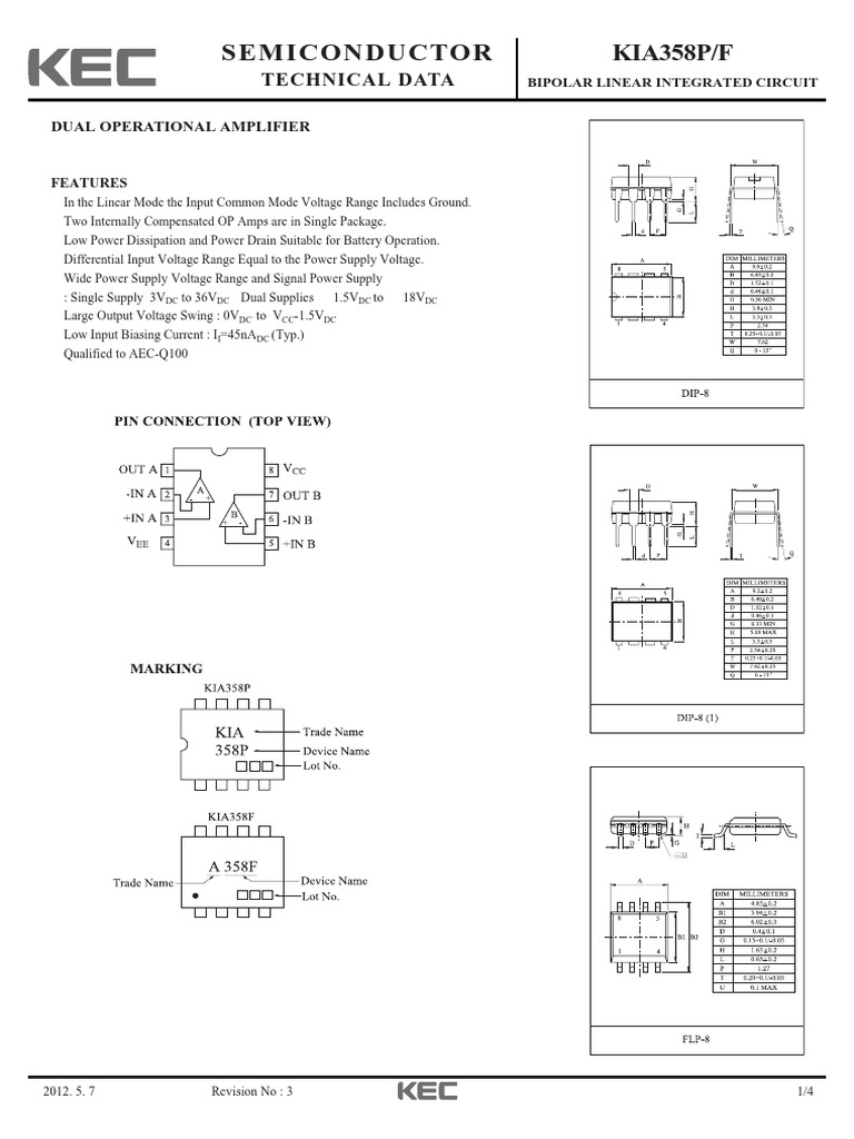 Semiconductor KIA358P/F: Technical Data | Download Free PDF ...