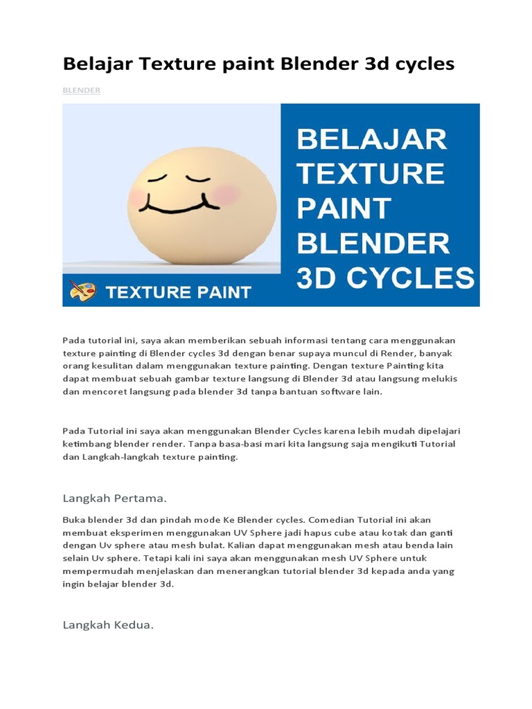 Tutorial Texture Painting di Blender 3D | PDF