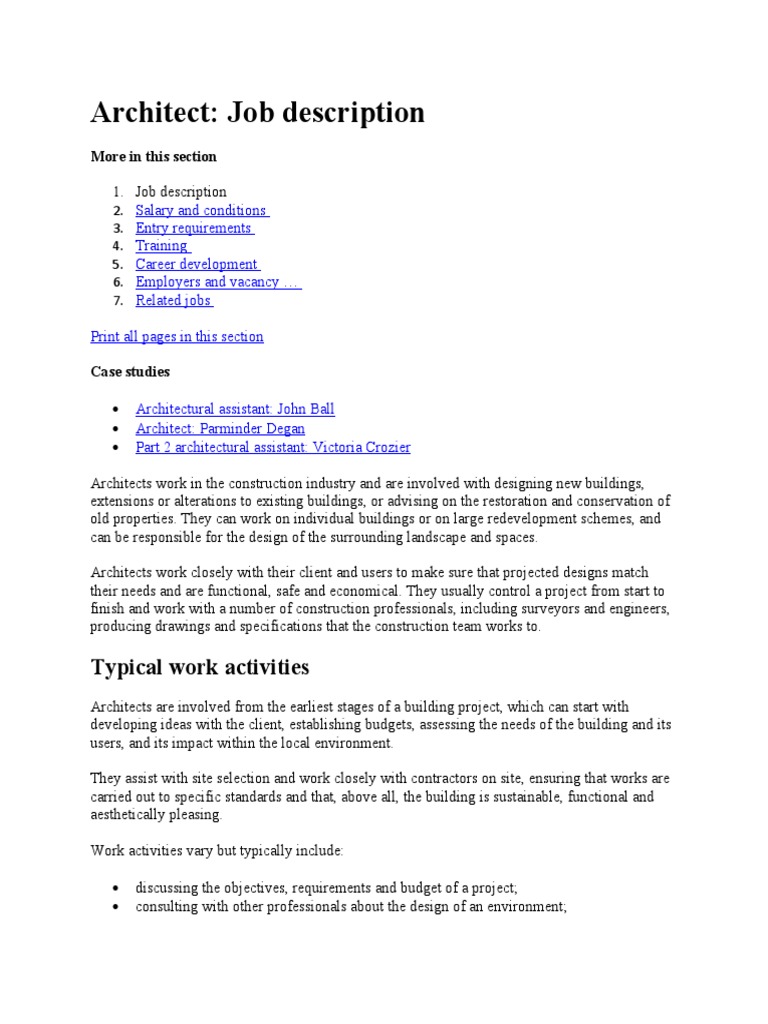 An Overview of the Role and Responsibilities of Architects PDF