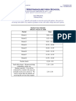 George Westinghouse High School: Student Class Schedule Effective March 23, 2020 Period Time