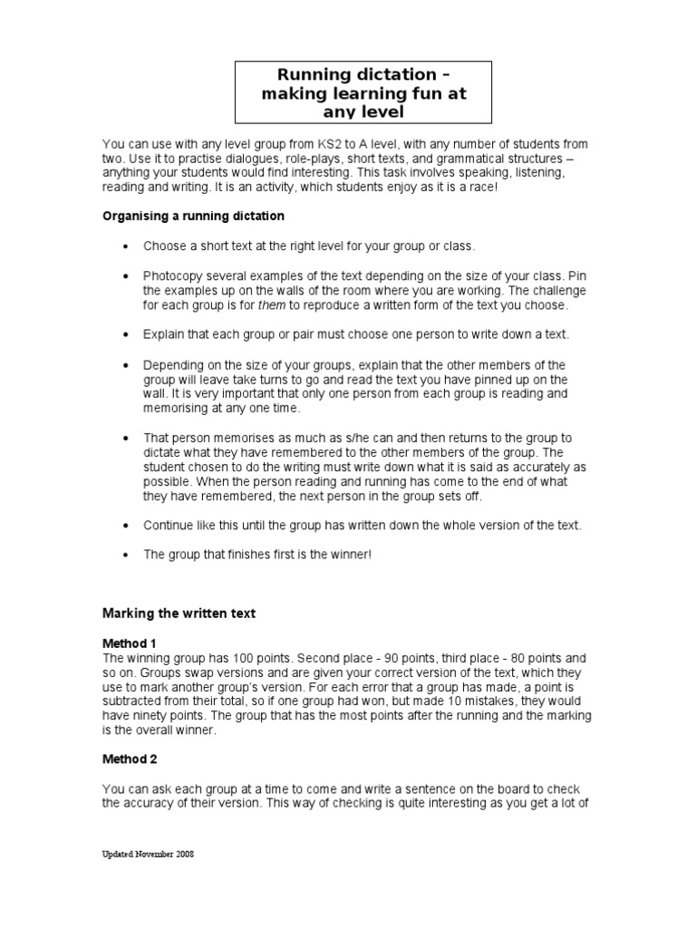 Flasonline Lessons All Ages Running Dictation Updated | PDF ...