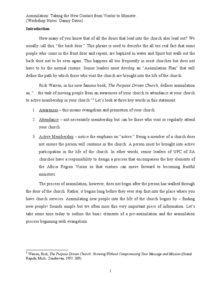 Church Assimilation Strategies Guide | PDF | Evangelism | Born Again