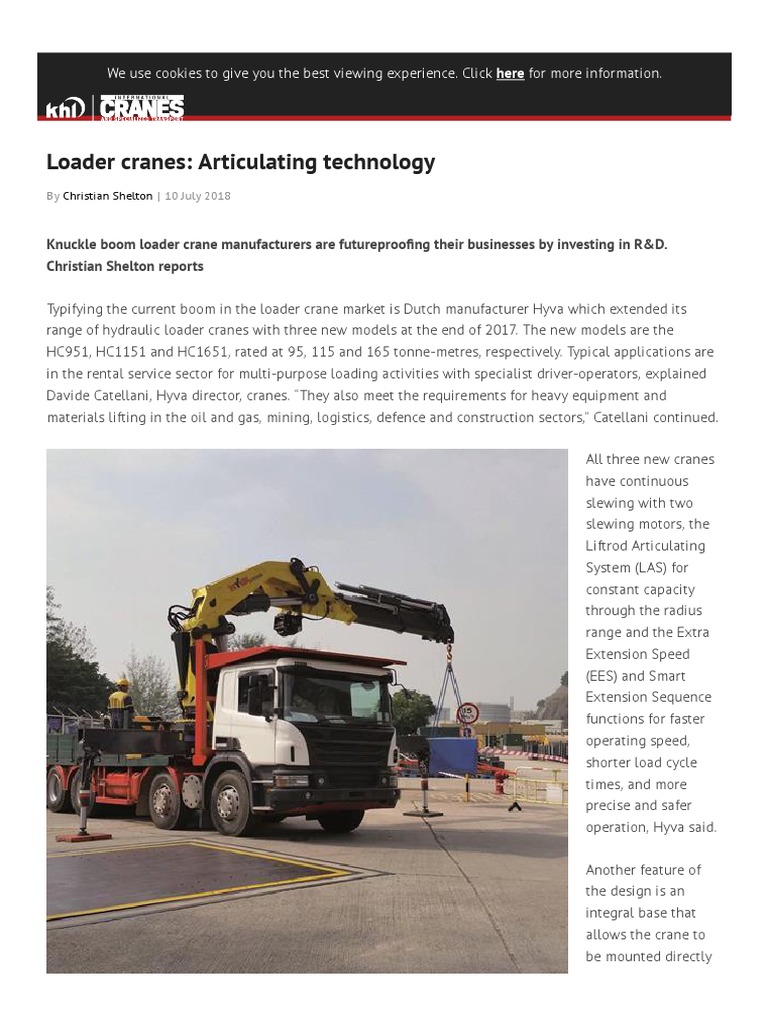 Latest Innovations in Loader Cranes | PDF | Crane (Machine) | Loader ...