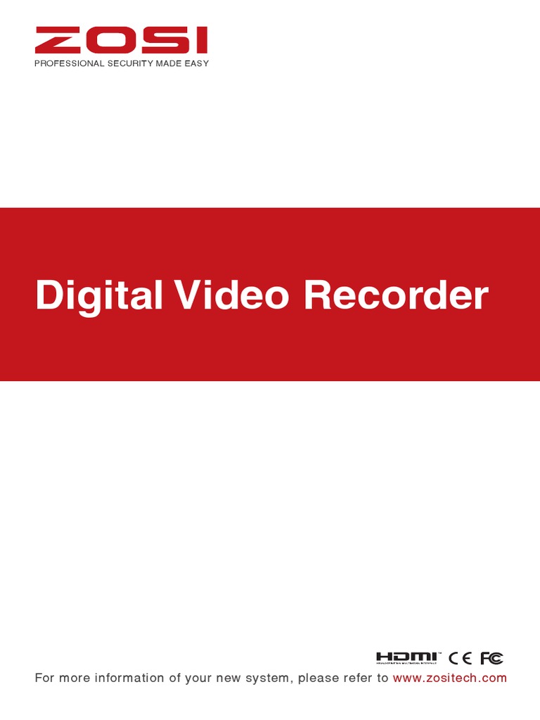 Quick Start Guide For DVRZosi Smart PDF Digital Video Recorder