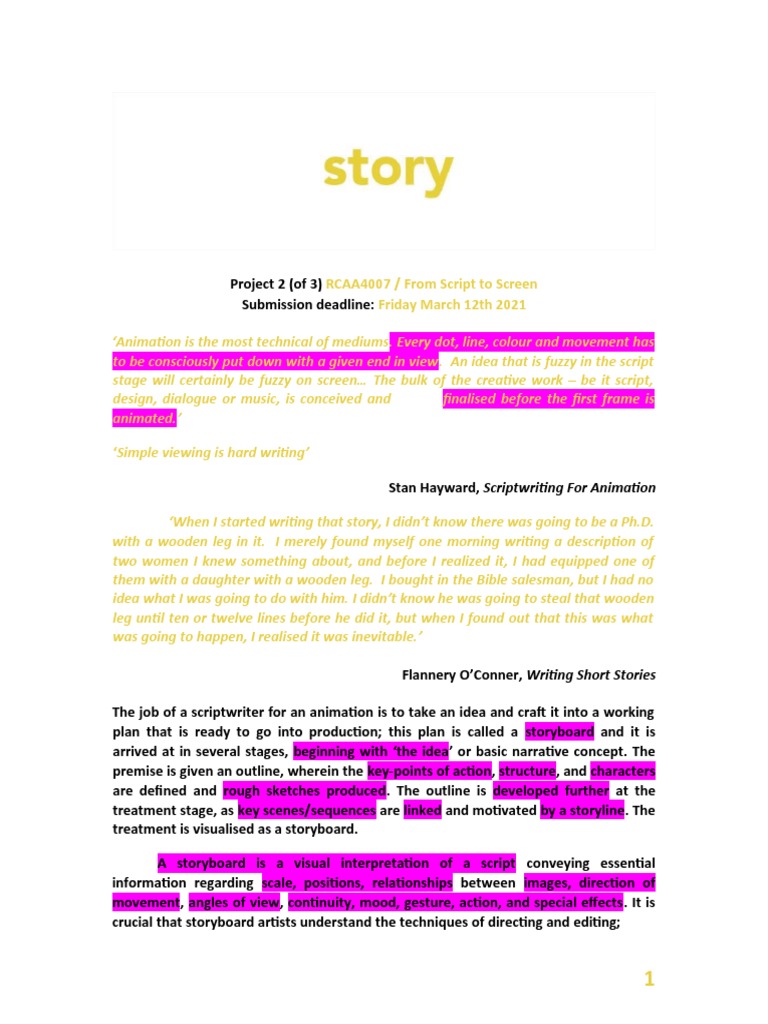 Animation Storyboarding Project Guide | PDF | Animation