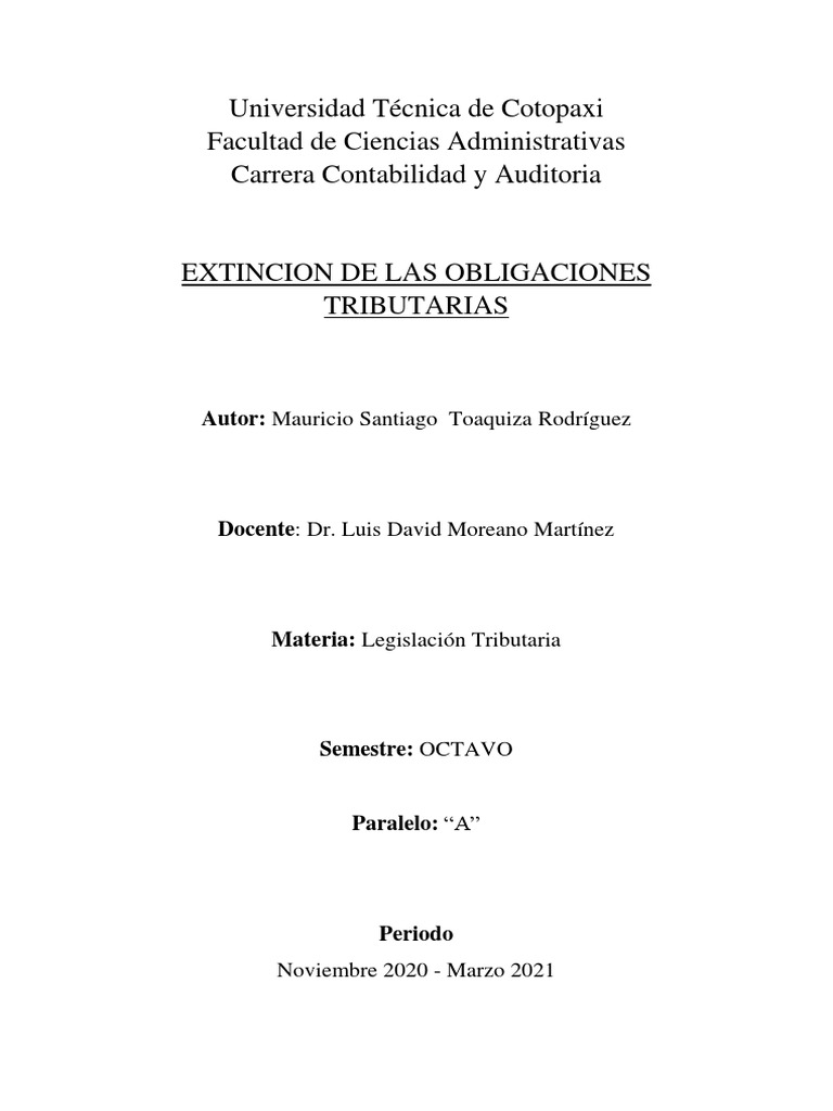 Extincion de Las Obligaciones Tributarias. | PDF | Pagos | Política