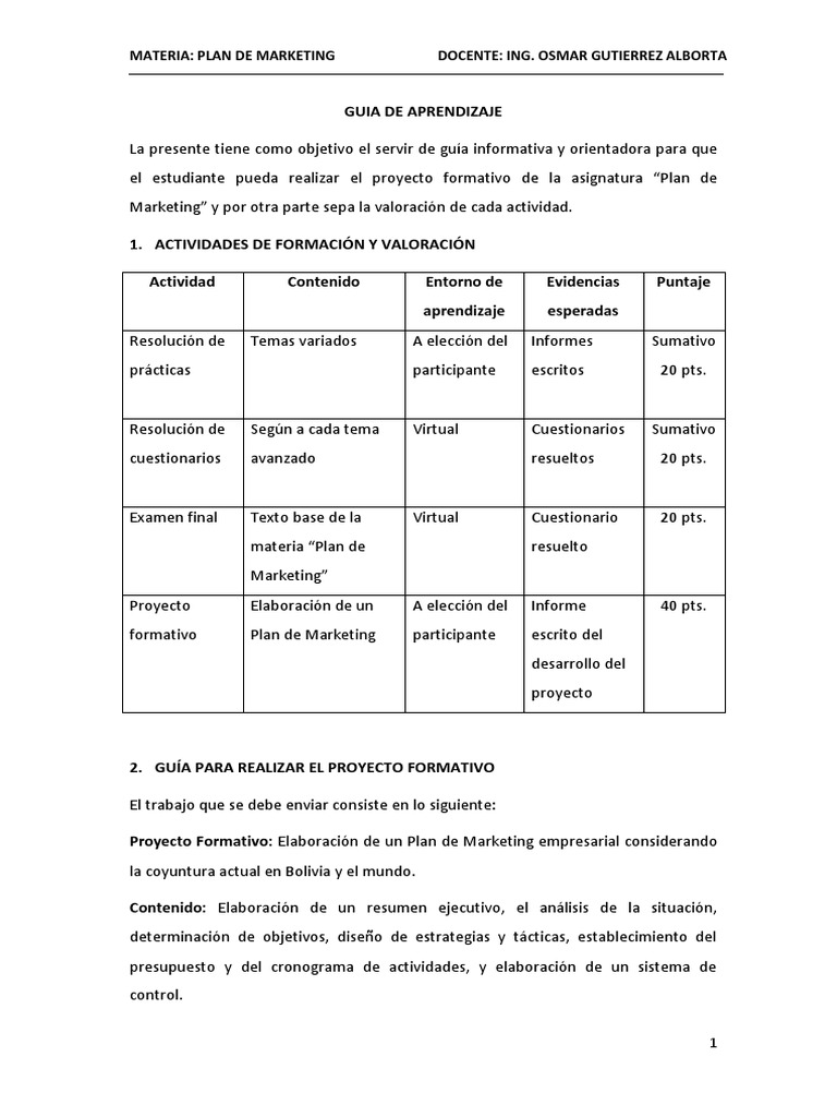 Guía para Elaborar un Plan de Marketing | PDF | Marca | Marketing