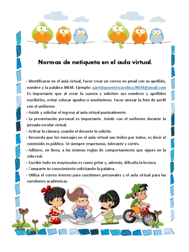 Normas de Netiqueta en El Aula Virtual | PDF | Crecimiento personal y ...