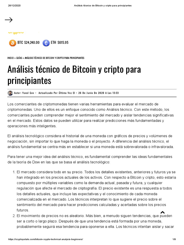 Análisis Técnico de Bitcoin y Cripto para Principiantes | PDF | Tendencia  del mercado | Análisis técnico