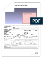 Company Profile Form: Sector:Major Product Line:Production Cap:RM Used:Source:Existing Markets