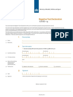 Negative Test Declaration Form