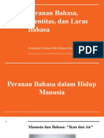 Peranan Bahasa, Identitas, Dan Laras Bahasa: Pertemuan Pertama, MKU Bahasa Indonesia