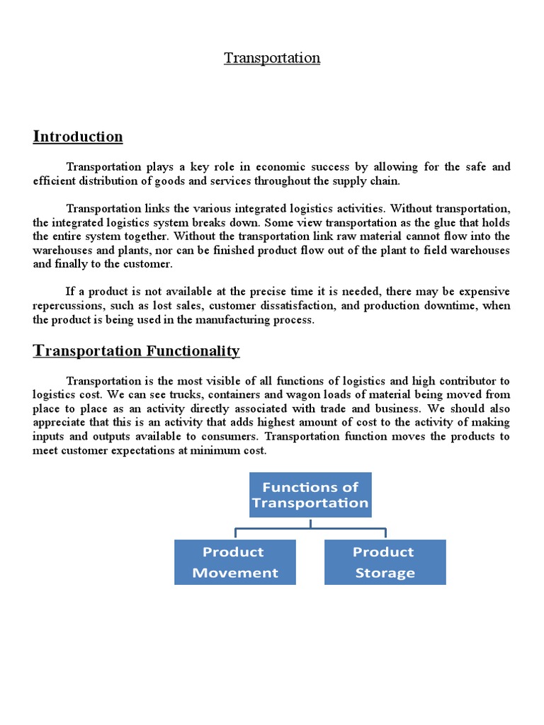 Transportation's Role in Logistics Efficiency | PDF | Transport ...