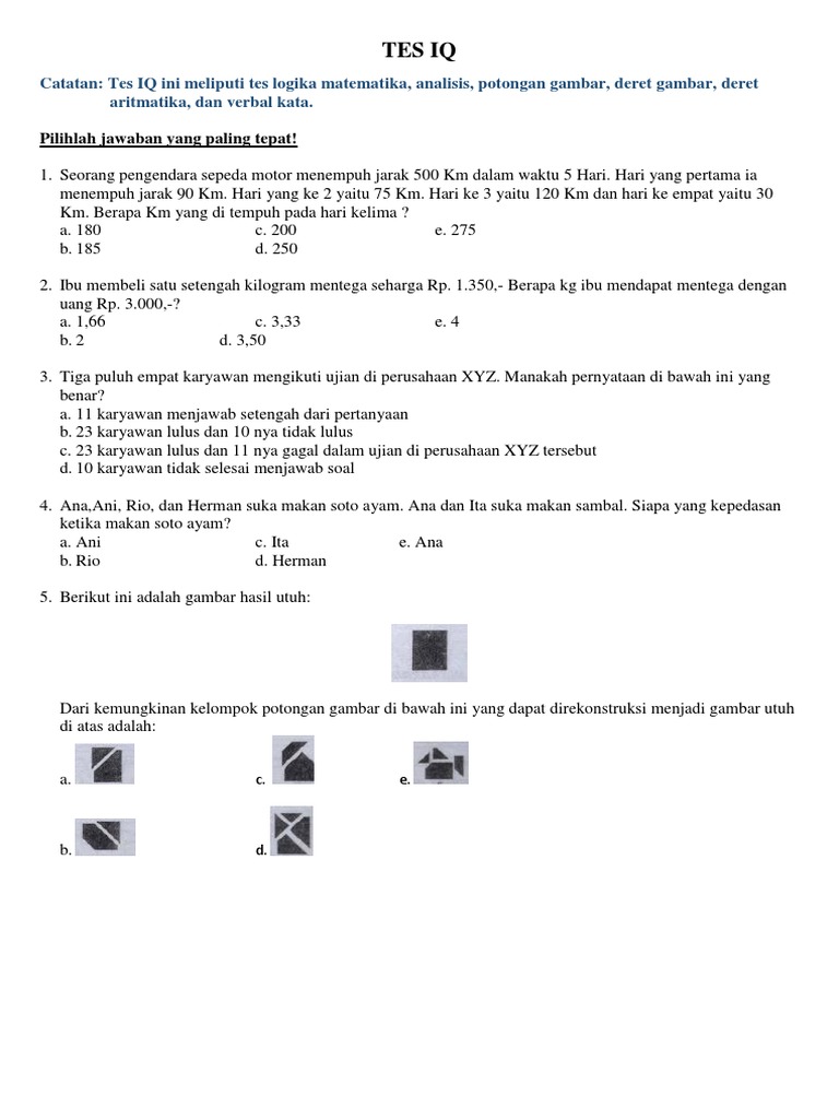 Contoh Tes Intelegensi Atau Iq Umum Pdf
