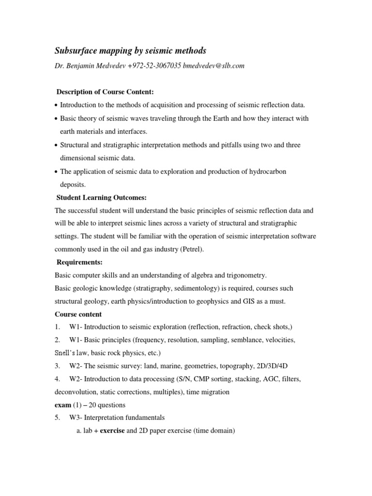 Subsurface Mapping by Seismic Methods 206-2-6091 | PDF | Reflection ...