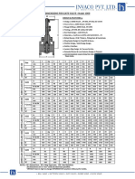 Dimensions For Gate Valve - Model 1000