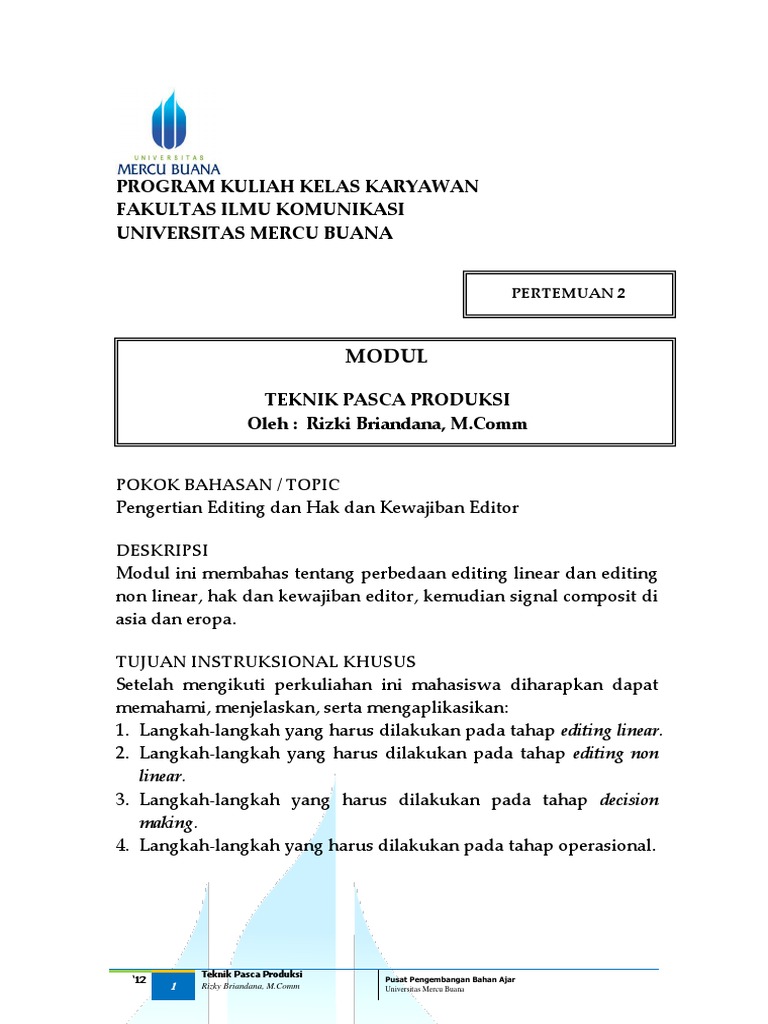 Teknik Editing dalam Film dan Tanggung Jawab Editor | PDF