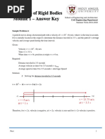 Dynamics of Rigid Bodies Module 1 - Answer Key: Civil Engineering Department