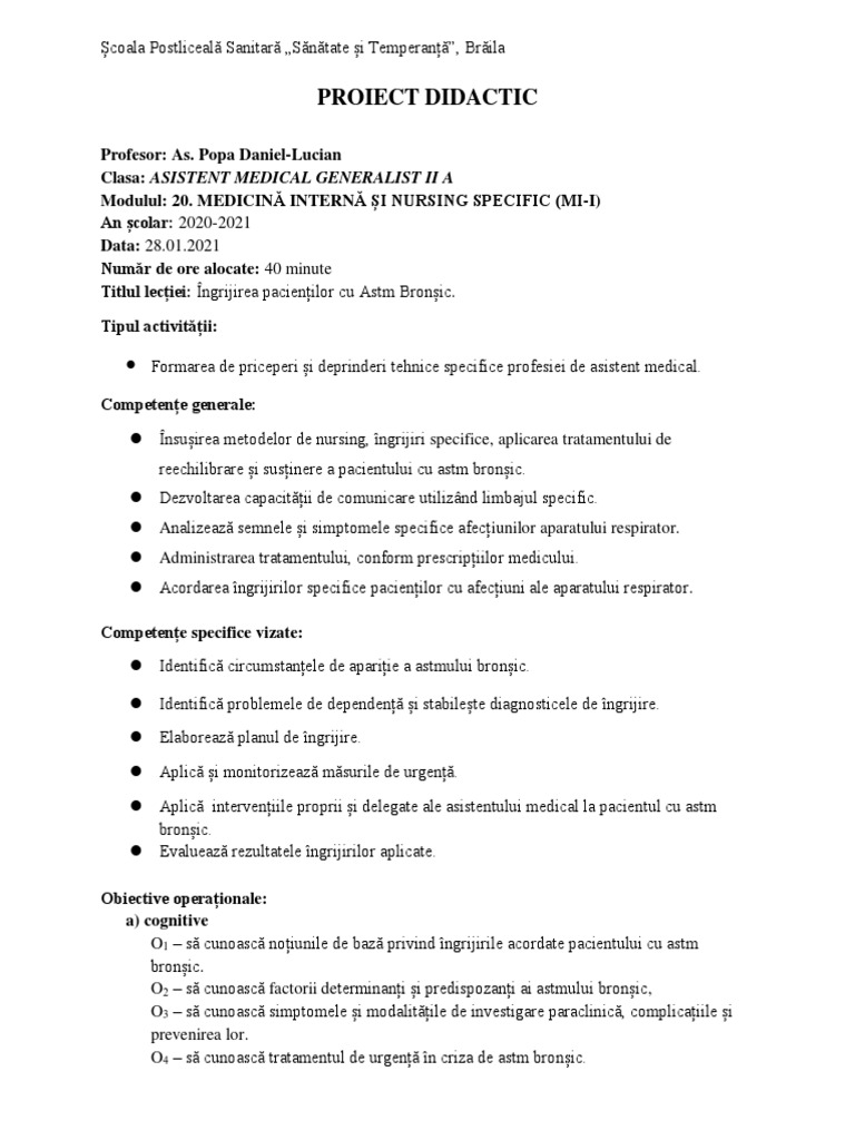 4 Proiect Didactic Practica | PDF