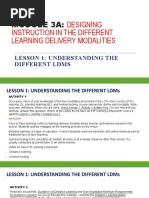 Module 3A:: Designing Instruction in The Different Learning Delivery Modalities