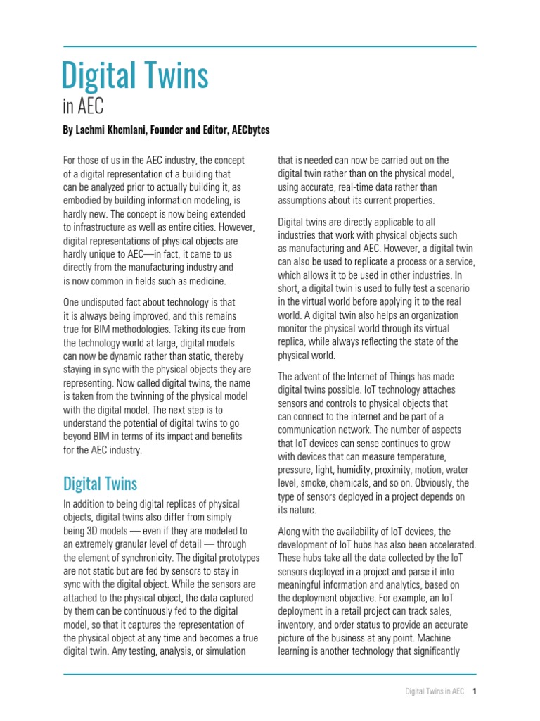 Digital Twins White Paper | PDF | Internet Of Things | Building ...