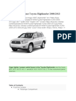 Fuse Layout Toyota Highlander 2008