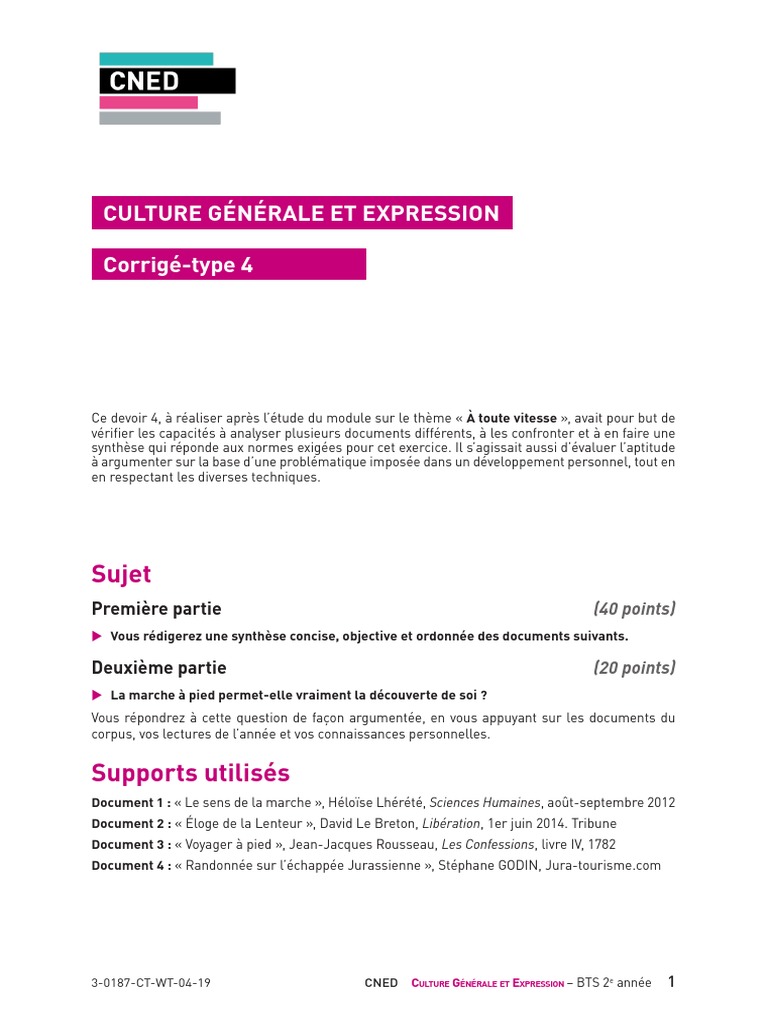 Sujet Corrige Sur Le Voyage Bts Corrigé Devoir 4 | PDF | Jean-Jacques Rousseau | Randonnée