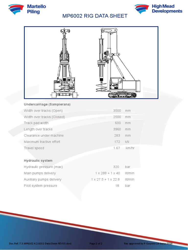 MP6002 Piling Rig Specifications | PDF | Mechanical Engineering ...