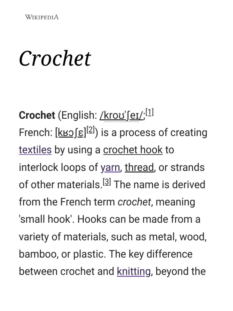 Crochet - Wikipedia, PDF, Crochet