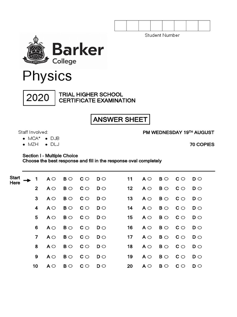 Physics Exam Answer Sheet | PDF | Waves | Electromagnetic Radiation